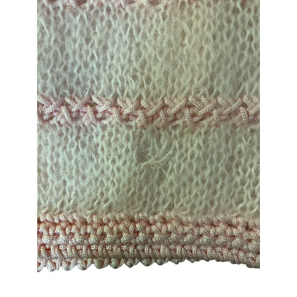 Vintage Cyn Les Mohair Wool Sweater Womens M Used Pink Short Sleeve Lined - Picture 5 of 13